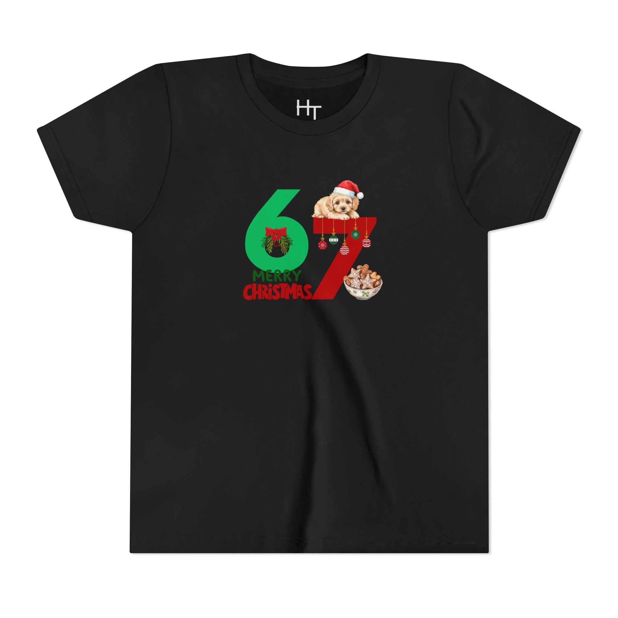 Youth Tee – '67 Merry Christmas' Cute Puppy Holiday Shirt