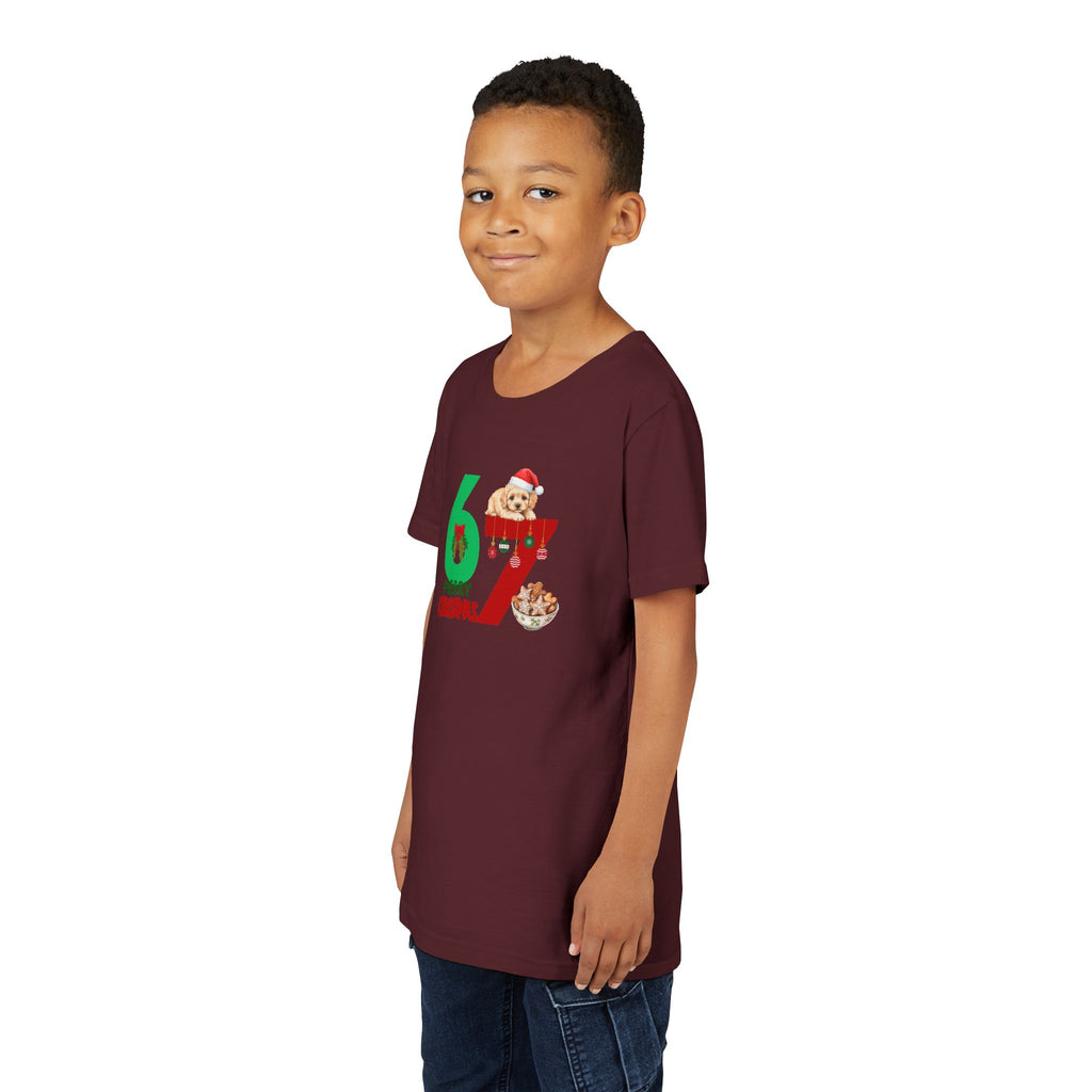 Youth Tee – '67 Merry Christmas' Cute Puppy Holiday Shirt