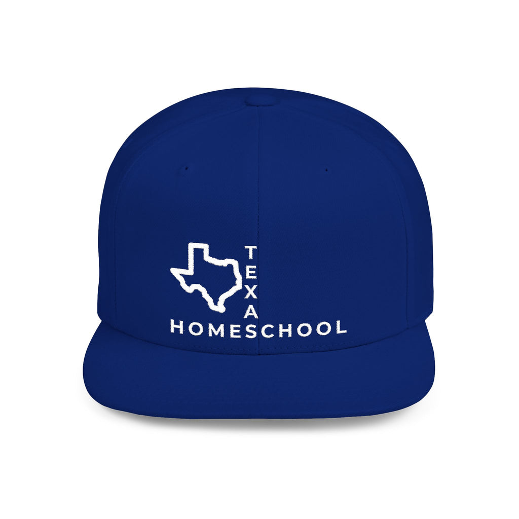 Texas Homeschool Flat Bill Snapback Hat (WHITE embroidery)