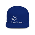 Texas Homeschool Flat Bill Snapback Hat (WHITE embroidery)