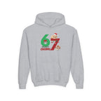 Youth Christmas Hoodie "67 Merry Christmas" Cute Santa Puppy Design