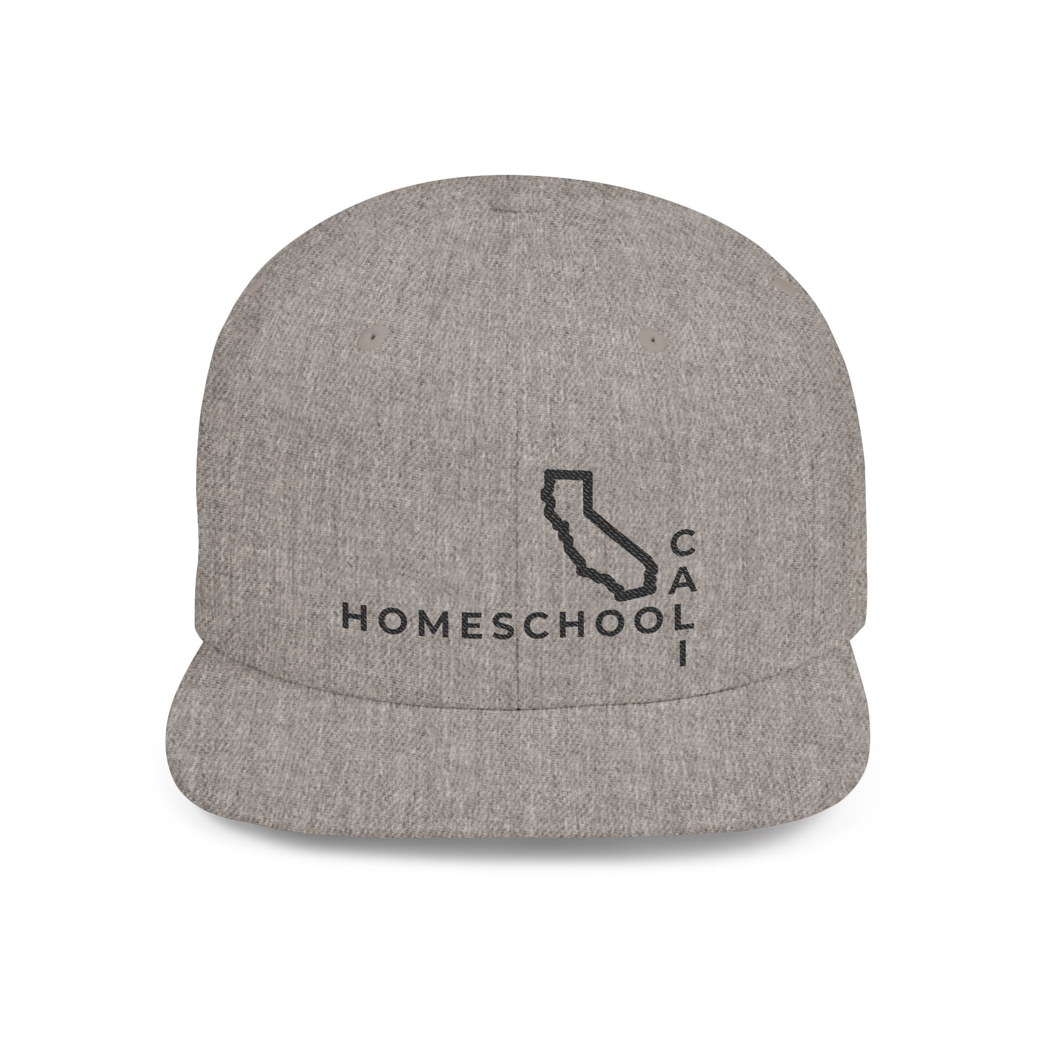 California Homeschool Flat Bill Snapback Hat (BLACK embroidery)