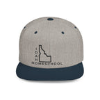 Idaho Homeschool Flat Bill Snapback Hat (BLACK embroidery)
