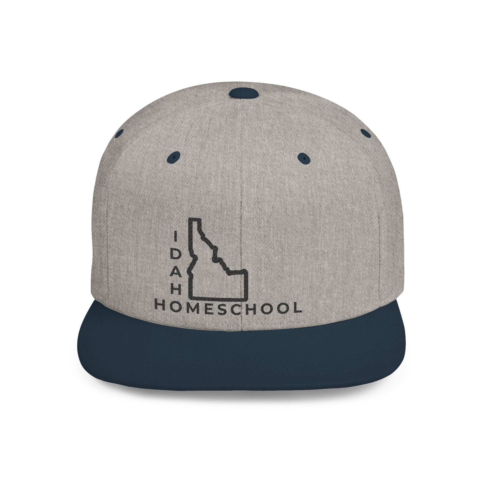 Idaho Homeschool Flat Bill Snapback Hat (BLACK embroidery)