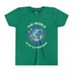 Youth T‑Shirt — "The World Is My Classroom" Globe Tee for Young Explorers