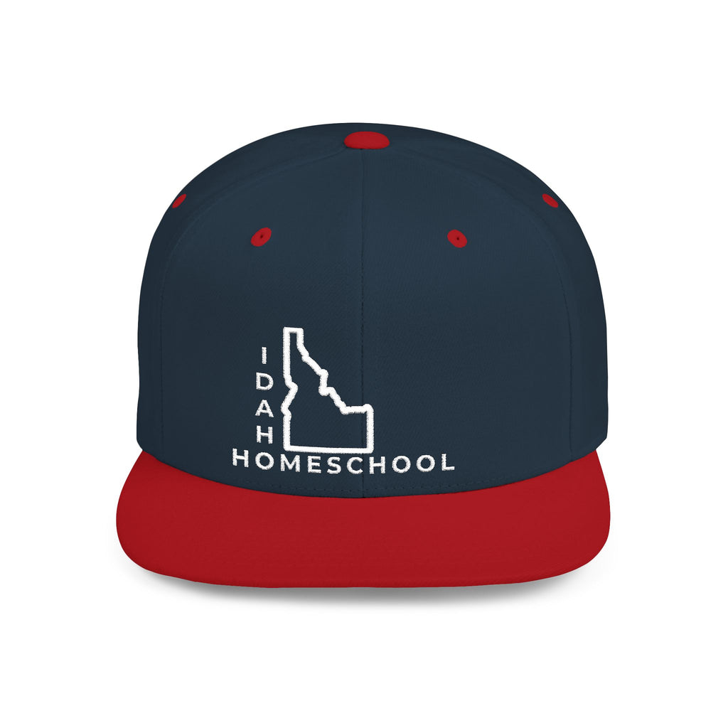 Idaho Homeschool Flat Bill Snapback Hat (WHITE embroidery)