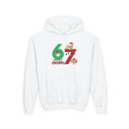 Youth Christmas Hoodie "67 Merry Christmas" Cute Santa Puppy Design