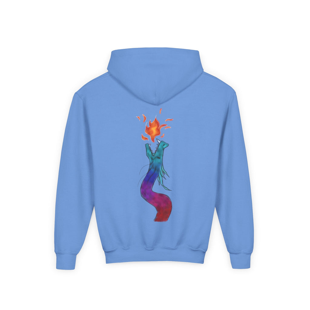 Youth Hoodie — Colorful Fire-Breathing Dragon Graphic