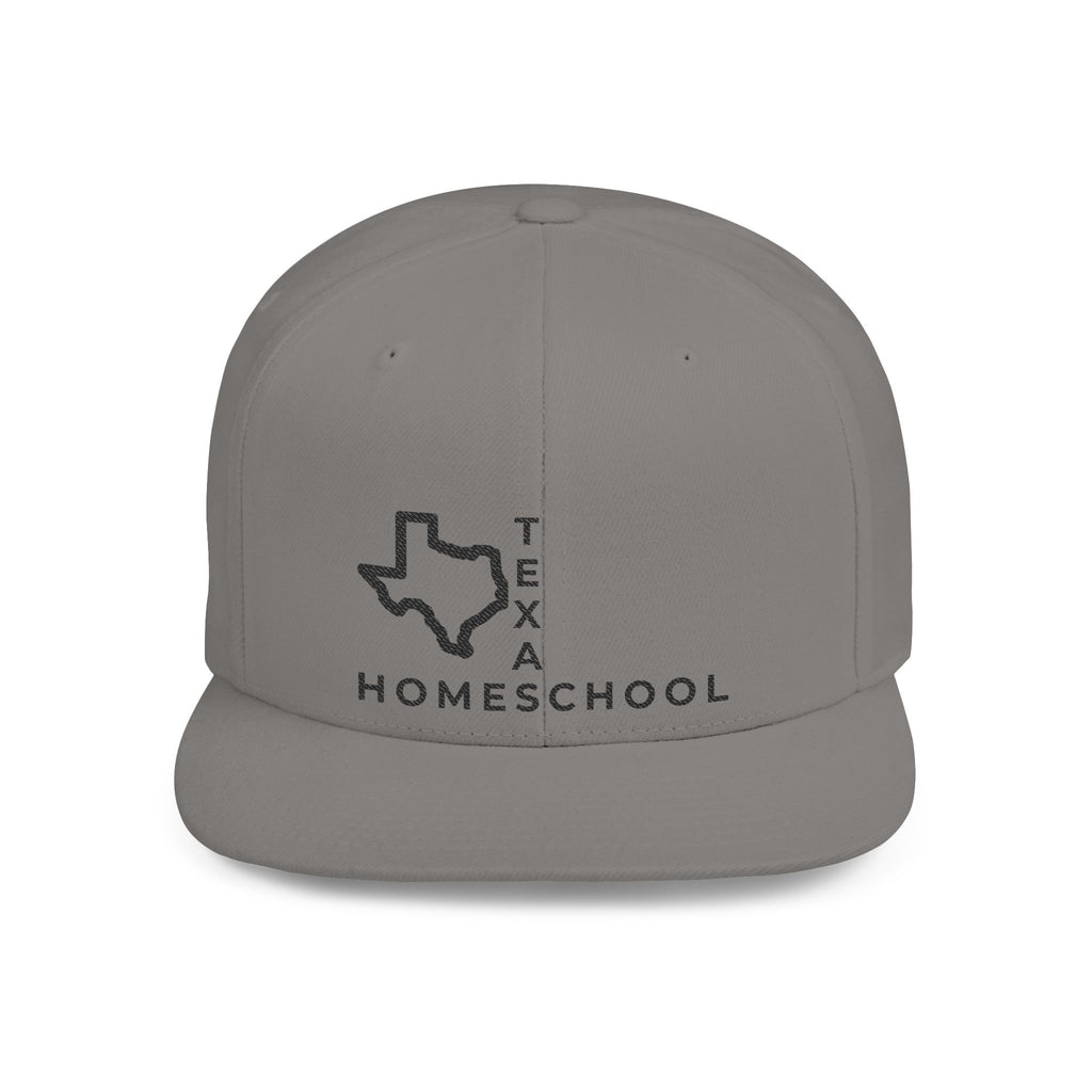 Texas Homeschool Flat Bill Snapback Hat (BLACK embroidery)