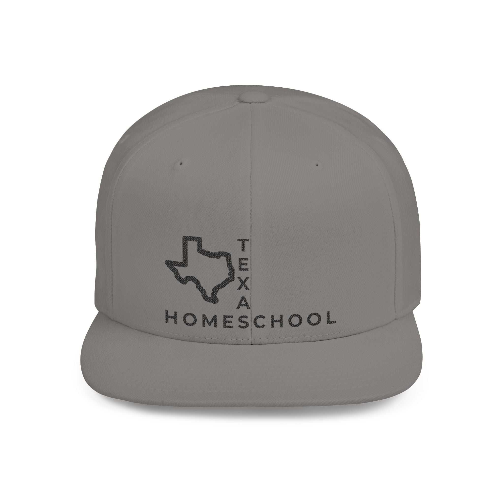 Texas Homeschool Flat Bill Snapback Hat (BLACK embroidery)