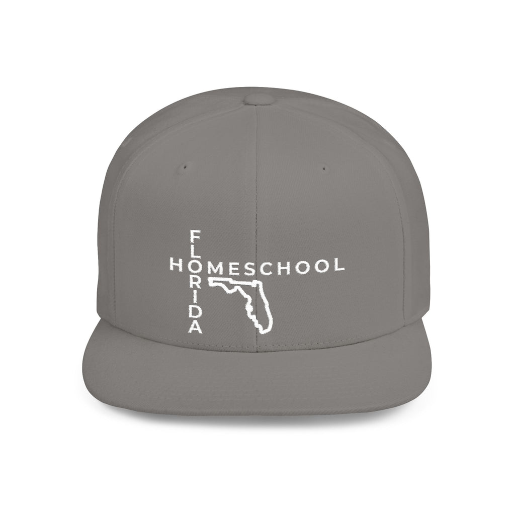 Florida Homeschool Flat Bill Snapback Hat (WHITE embroidery)