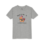 Youth Tee - "Meow-y Christmas" Cute Cat Kids Holiday T-Shirt