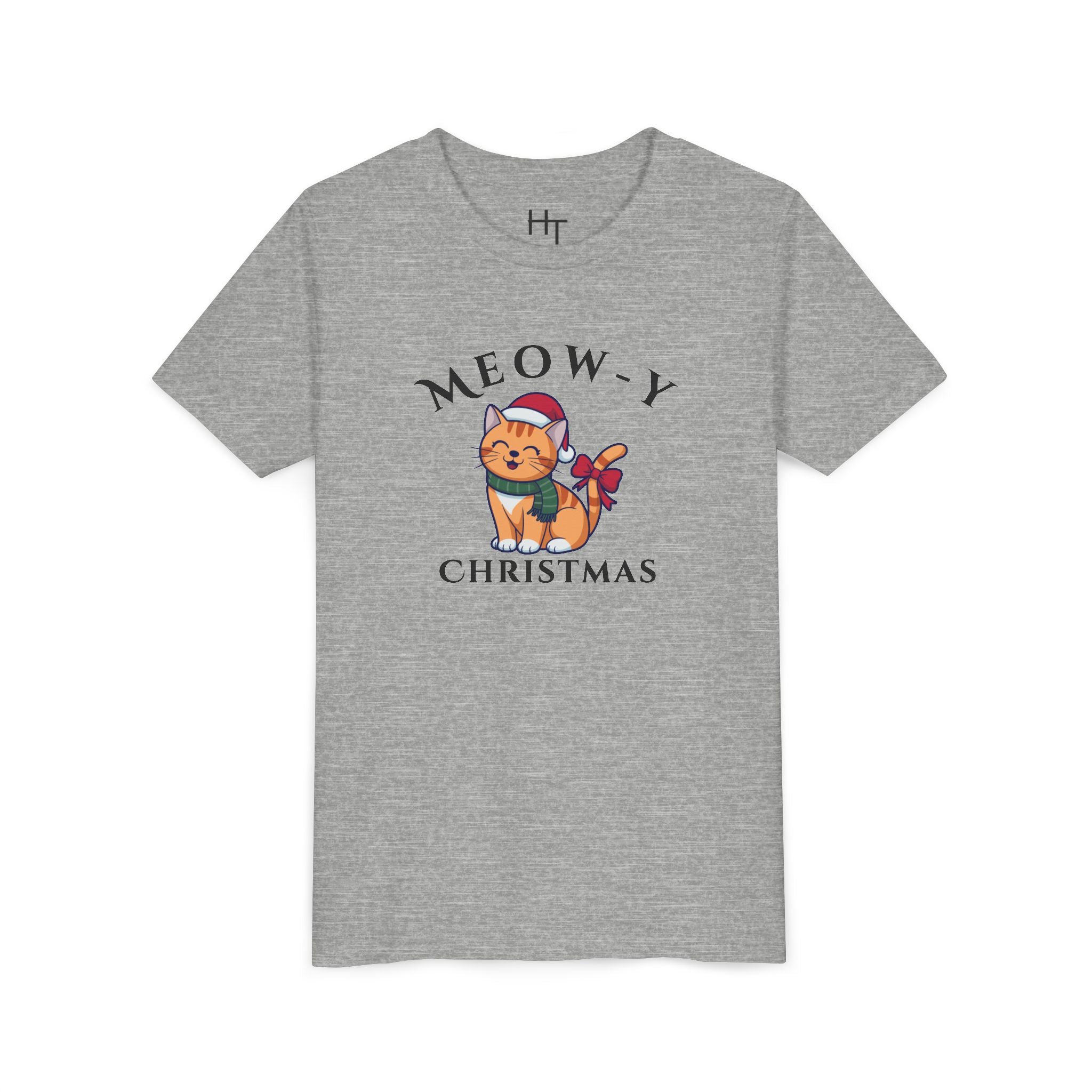 Youth Tee - "Meow-y Christmas" Cute Cat Kids Holiday T-Shirt