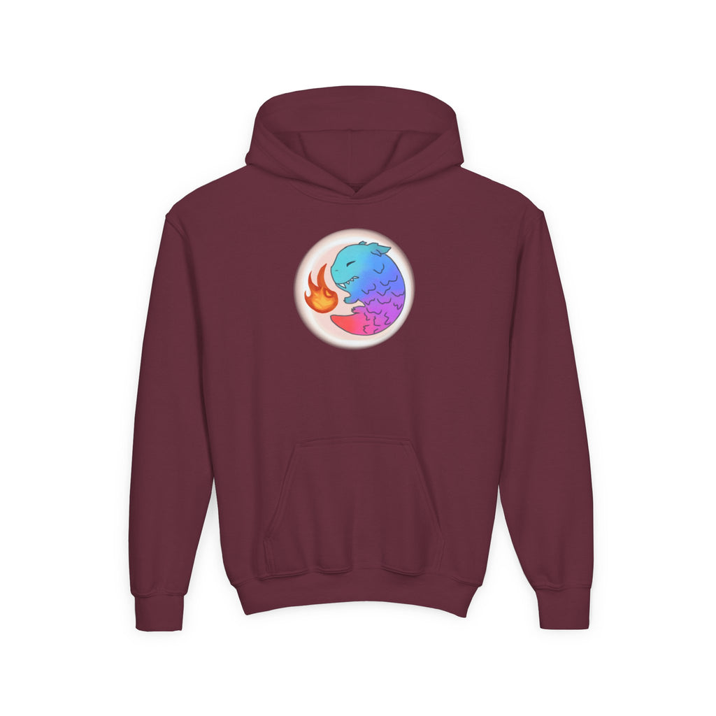 Youth Hoodie — Colorful Fire-Breathing Dragon Graphic