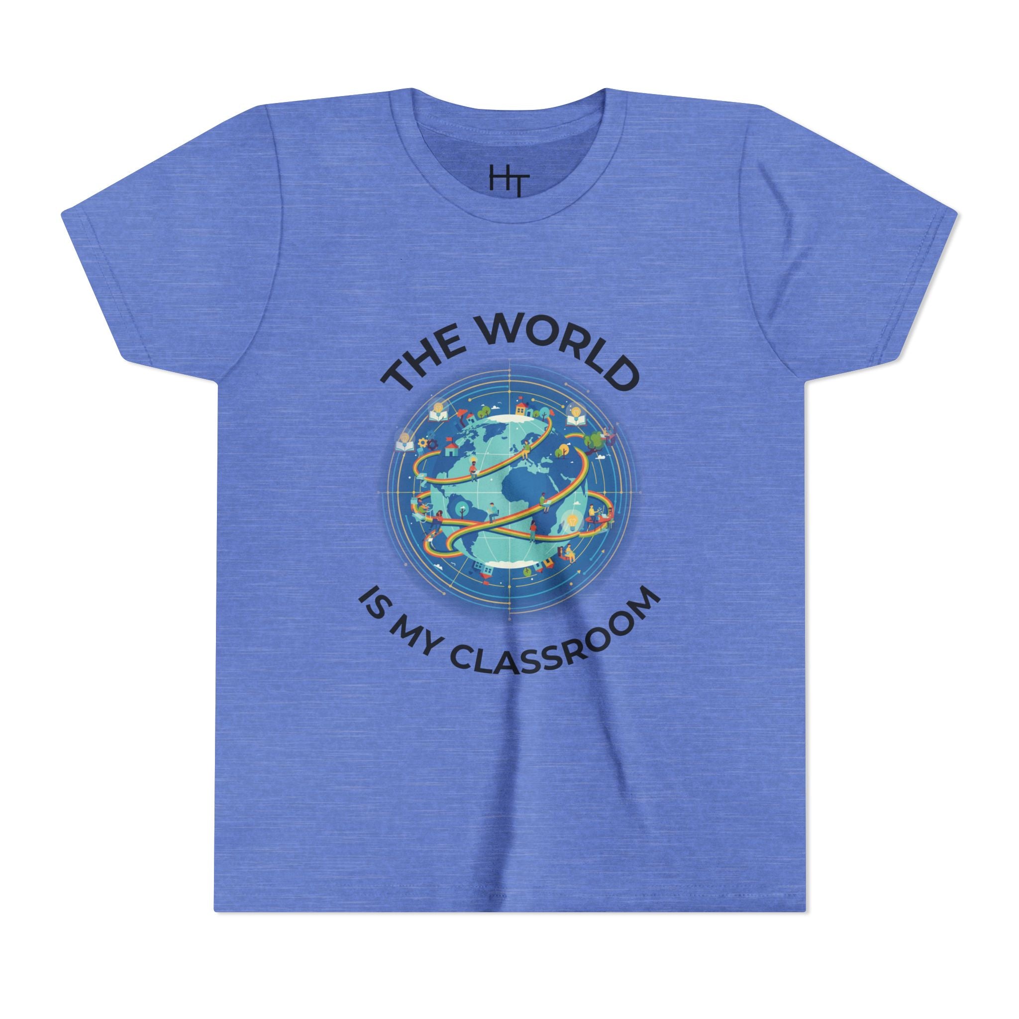 Youth T‑Shirt — "The World Is My Classroom" Globe Tee for Young Explorers