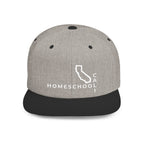 California Homeschool Flat Bill Snapback Hat (WHITE embroidery)