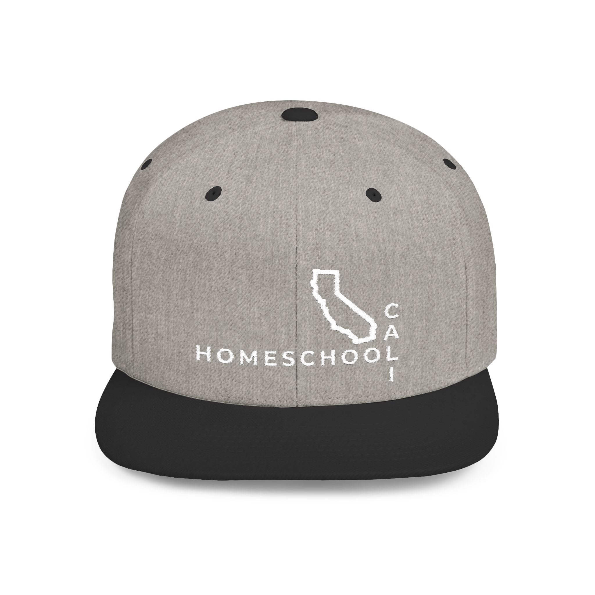 California Homeschool Flat Bill Snapback Hat (WHITE embroidery)