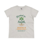 Rooted in Faith Women's Tee — "Growing in Knowledge" Colossians 2:7 Christian T-Shirt