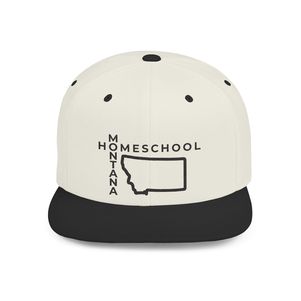 Montana Homeschool Flat Bill Snapback Hat (BLACK embroidery)