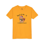 Youth Tee - "Meow-y Christmas" Cute Cat Kids Holiday T-Shirt