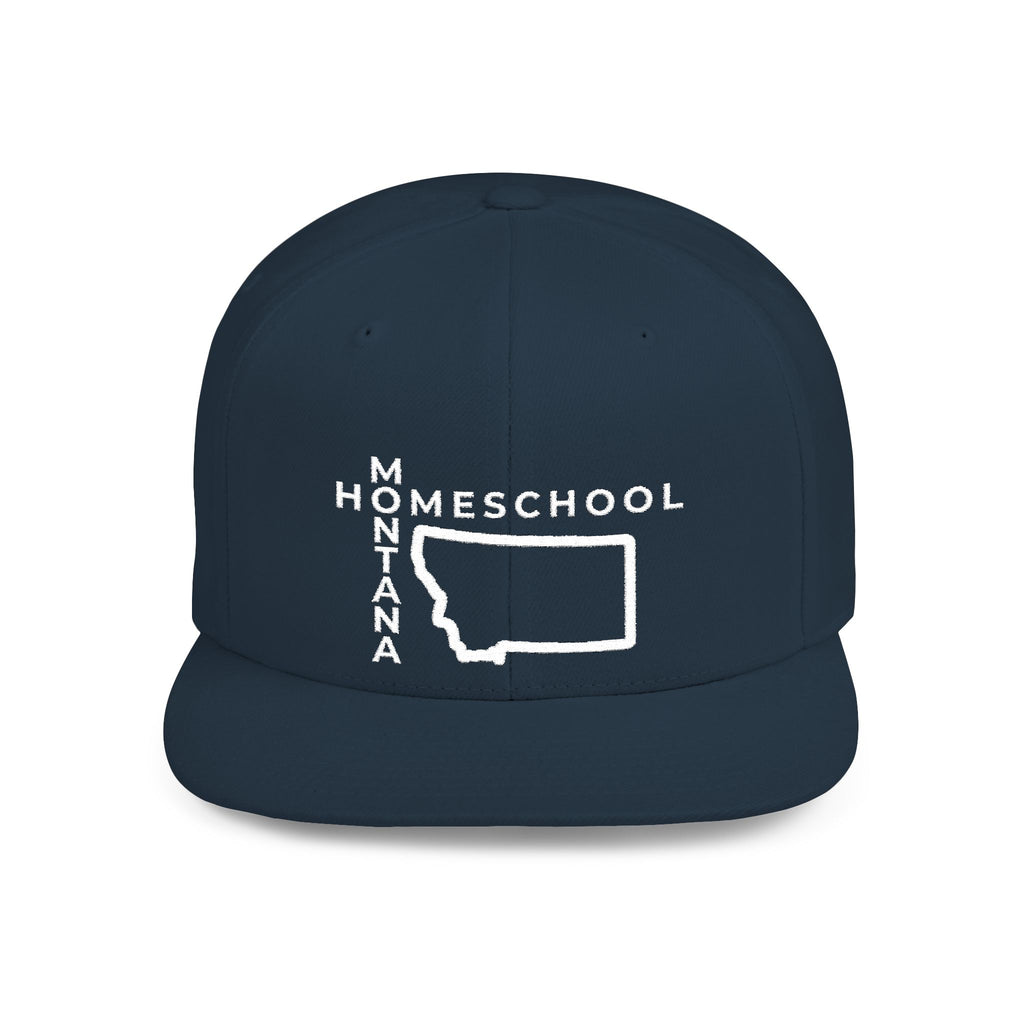 Montana Homeschool Flat Bill Snapback Hat (WHITE embroidery)