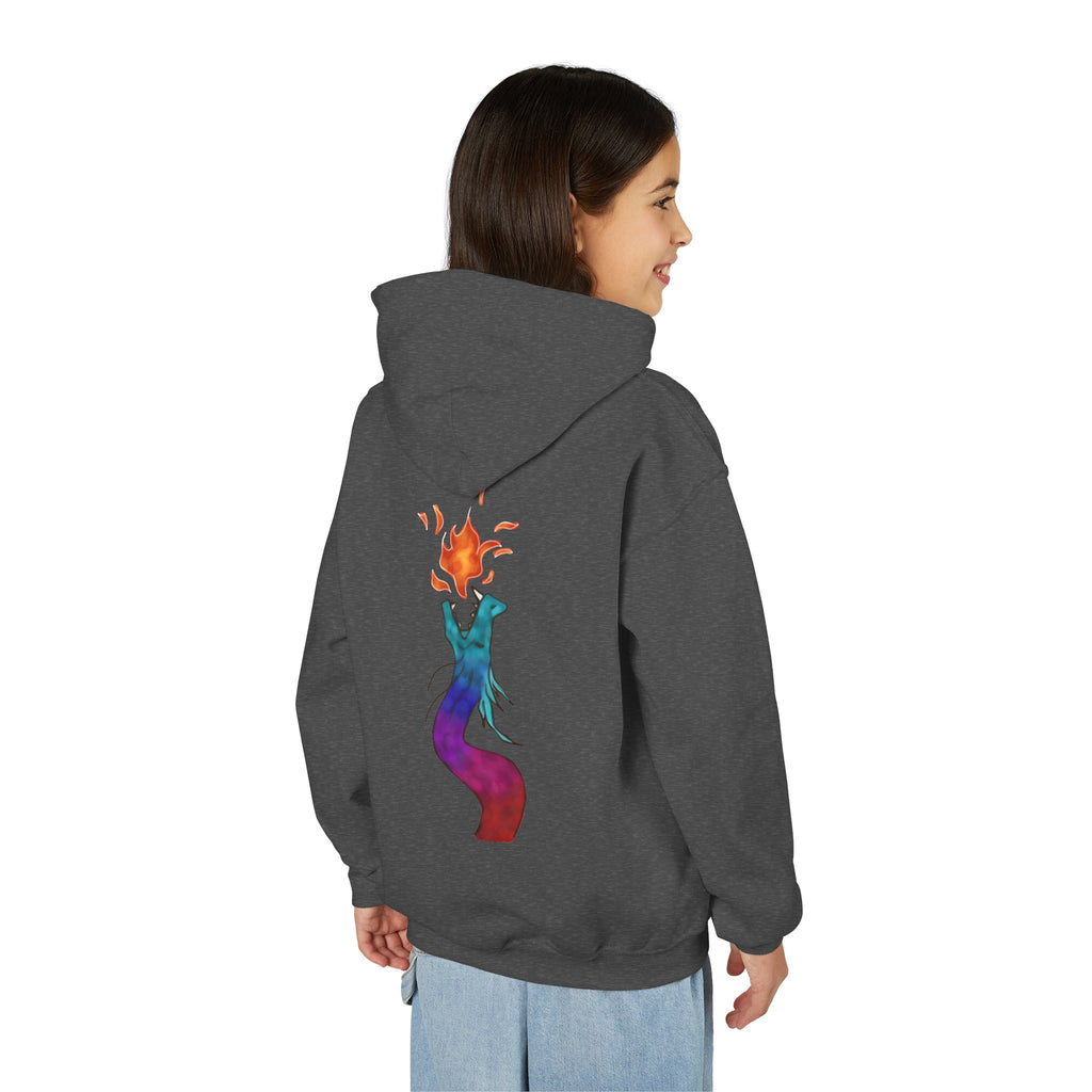 Youth Hoodie — Colorful Fire-Breathing Dragon Graphic