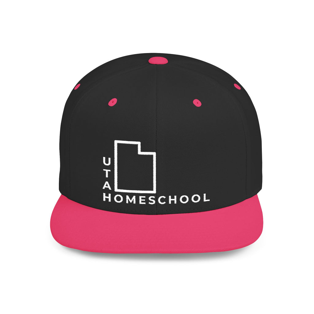 Utah Homeschool Flat Bill Snapback Hat (WHITE embroidery)