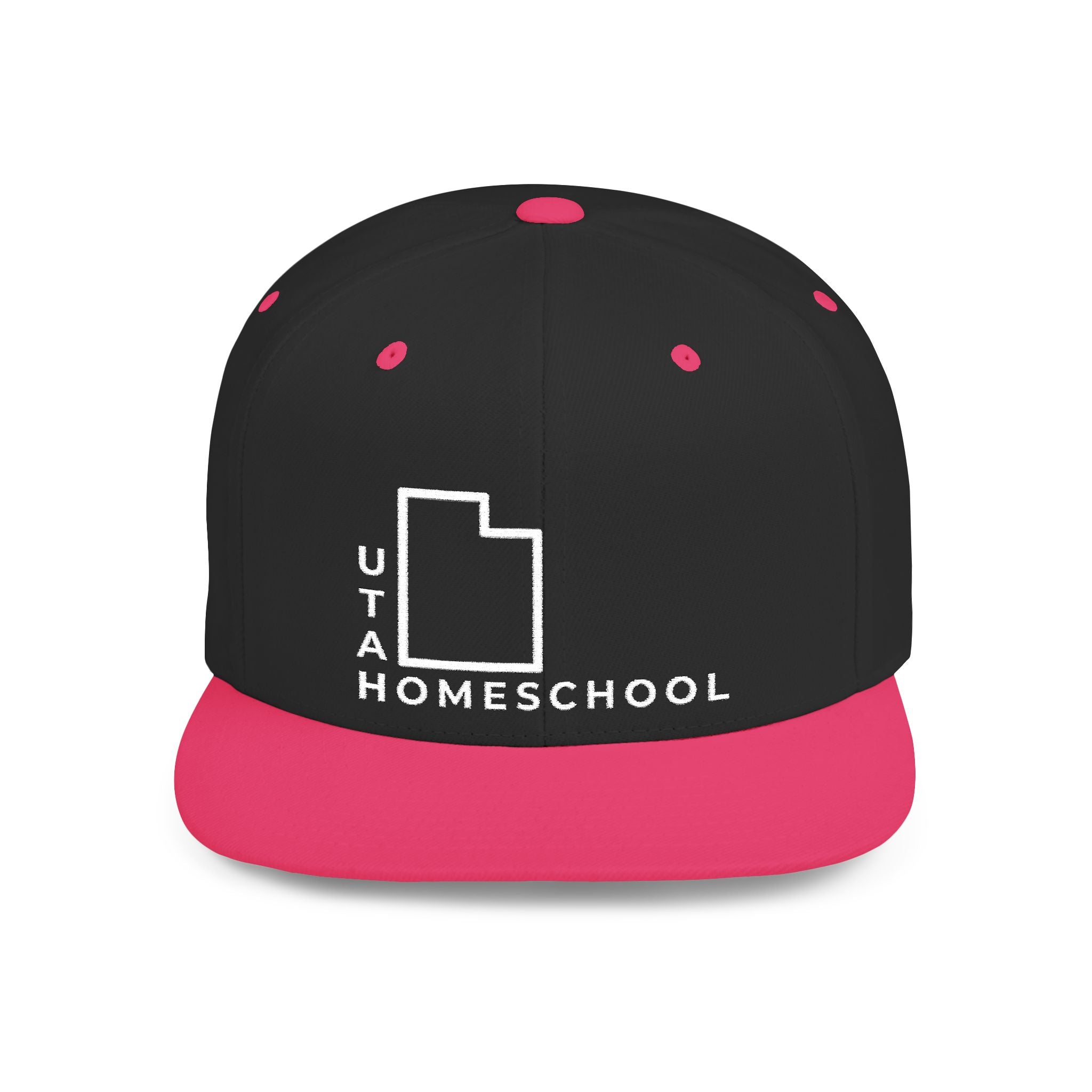 Utah Homeschool Flat Bill Snapback Hat (WHITE embroidery)