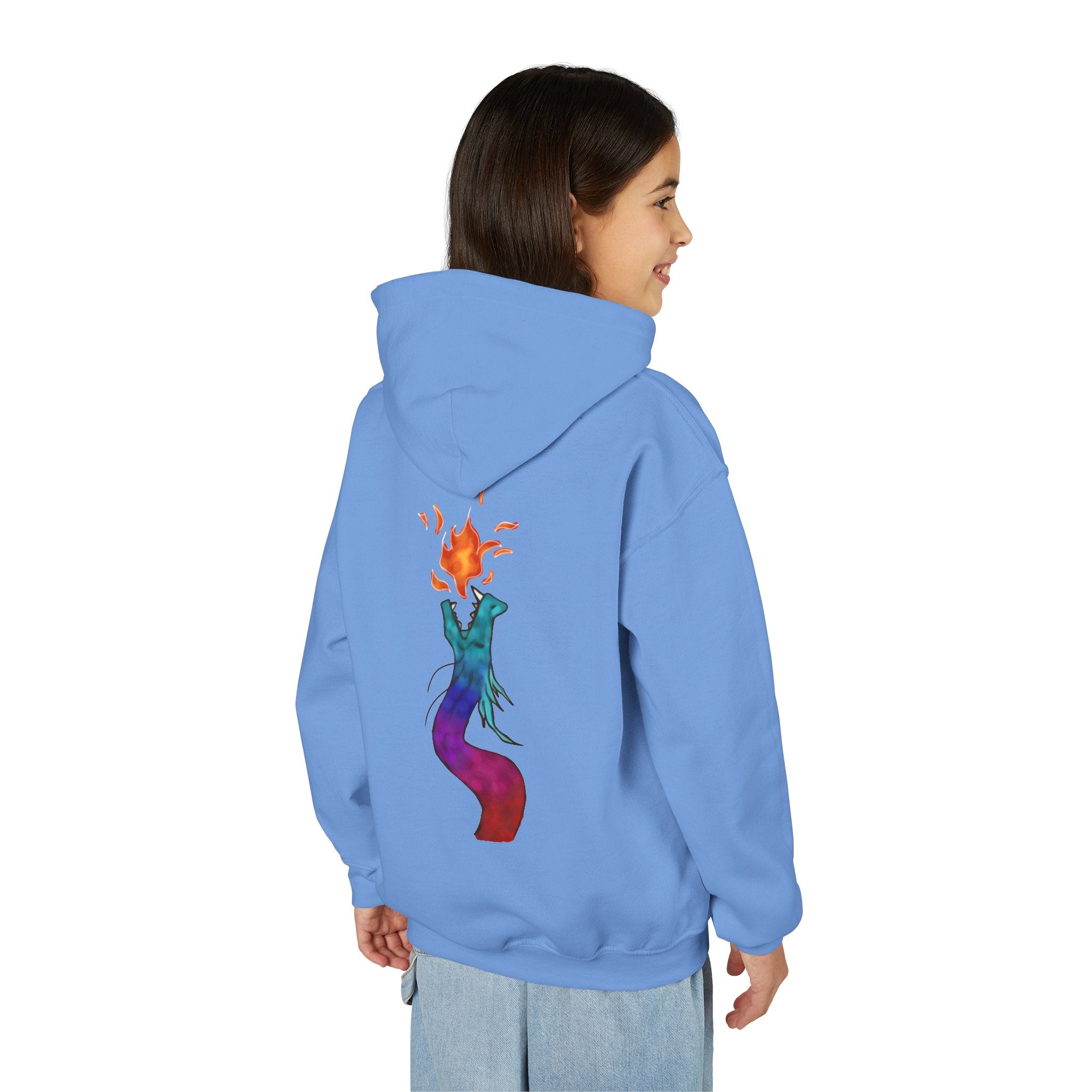 Youth Hoodie — Colorful Fire-Breathing Dragon Graphic