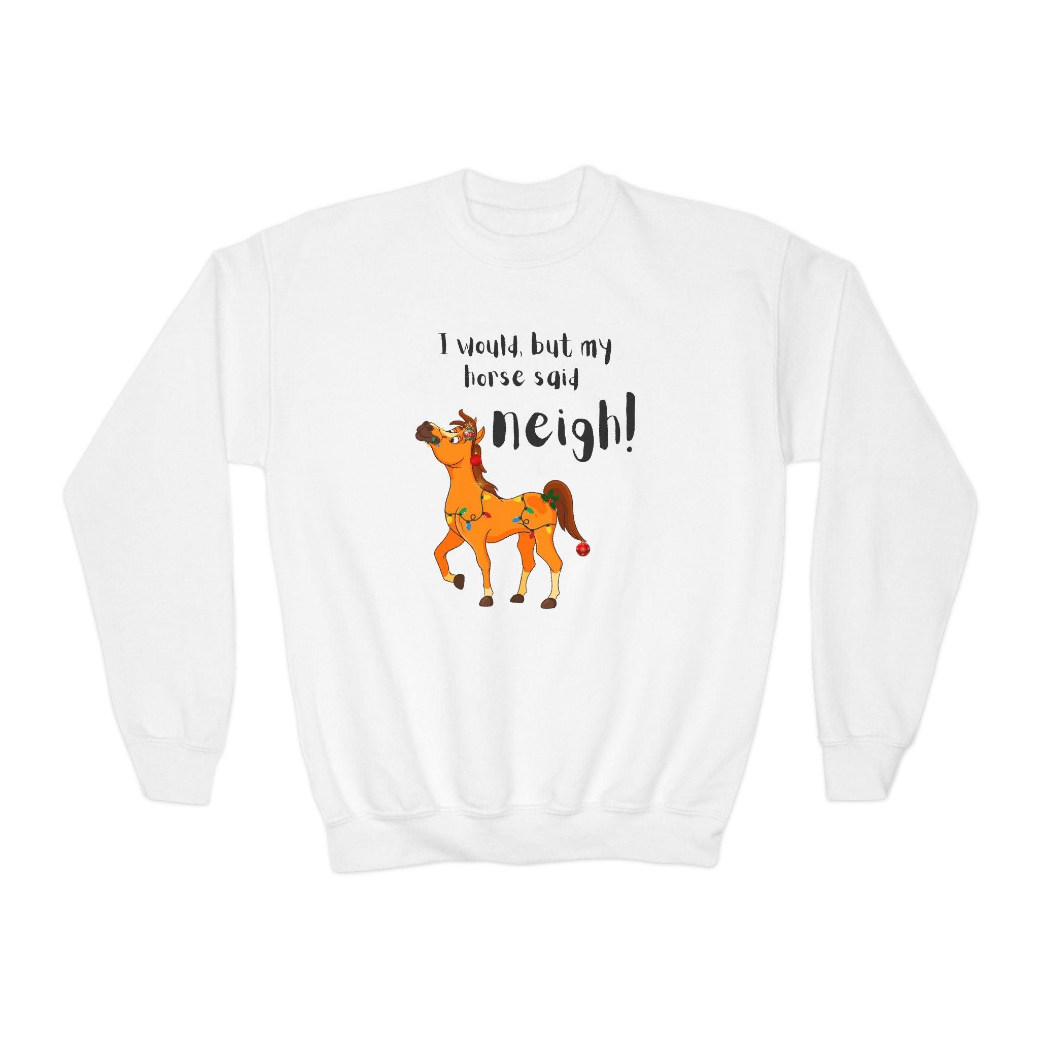Youth Sweatshirt — 'I Would But My Horse Said Neigh' Cute Ornamental Horse