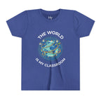 Youth T‑Shirt — "The World Is My Classroom" Globe Tee for Young Explorers