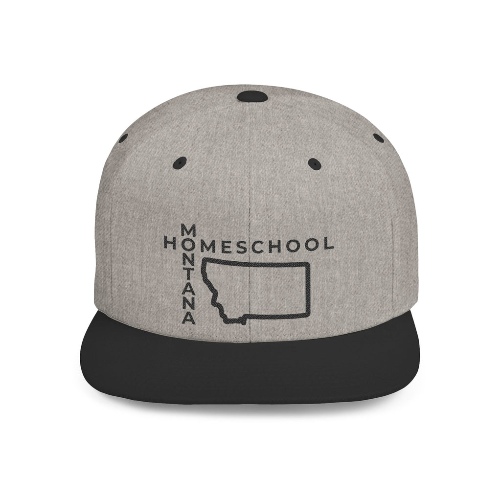 Montana Homeschool Flat Bill Snapback Hat (BLACK embroidery)