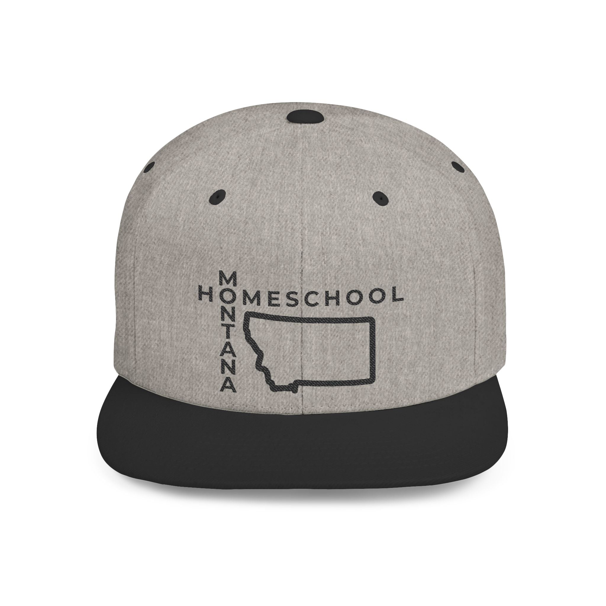 Montana Homeschool Flat Bill Snapback Hat (BLACK embroidery)
