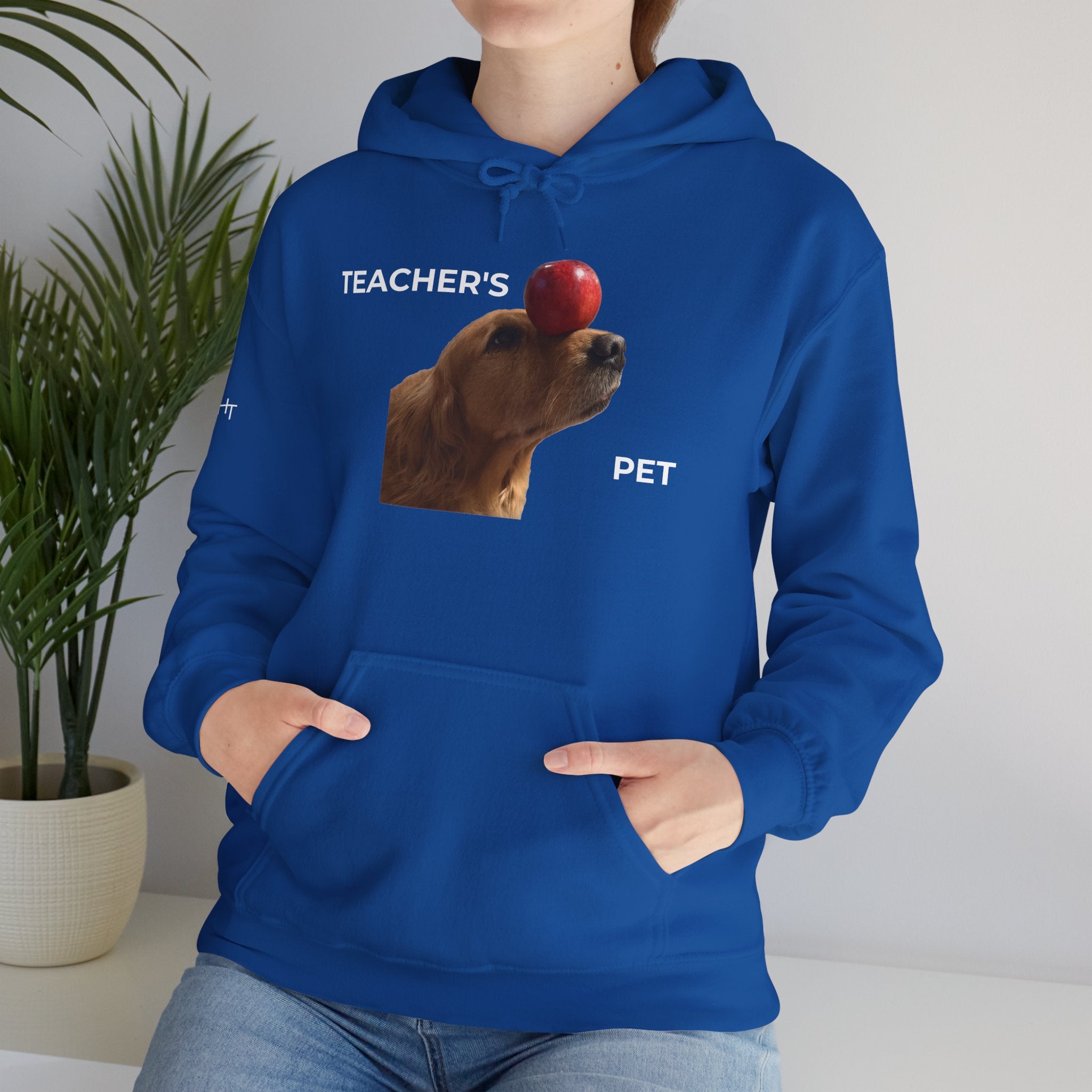 Teacher’s Pet Hoodie – Funny Dog with Apple Design