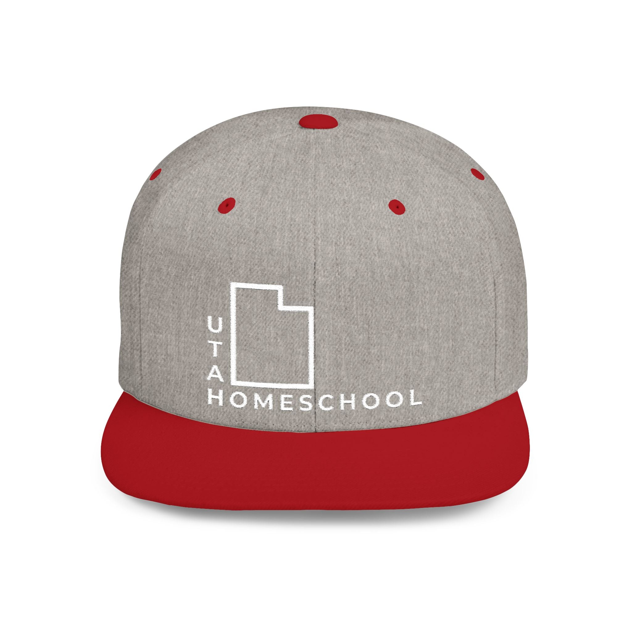 Utah Homeschool Flat Bill Snapback Hat (WHITE embroidery)