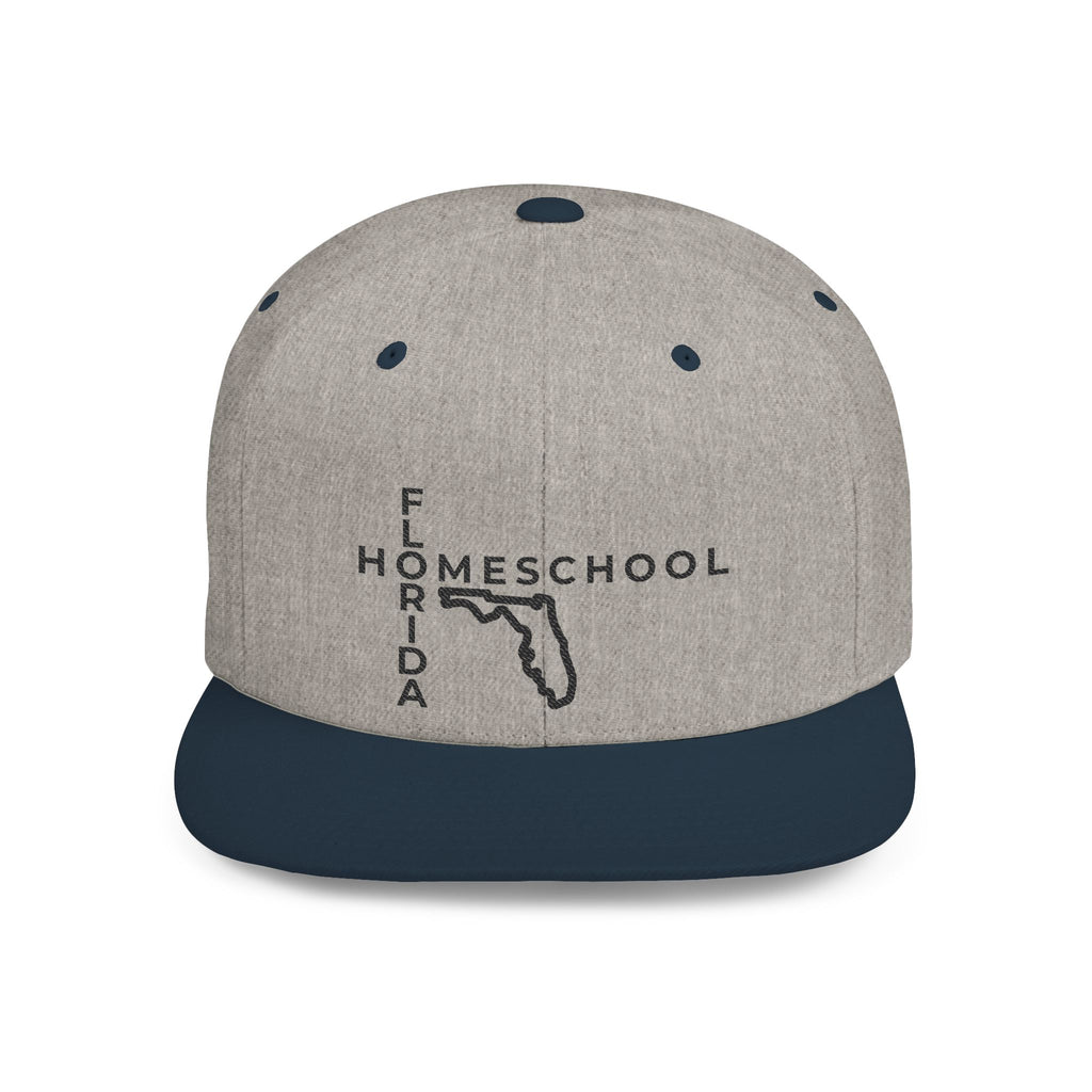 Florida Homeschool Flat Bill Snapback Hat (BLACK embroidery)
