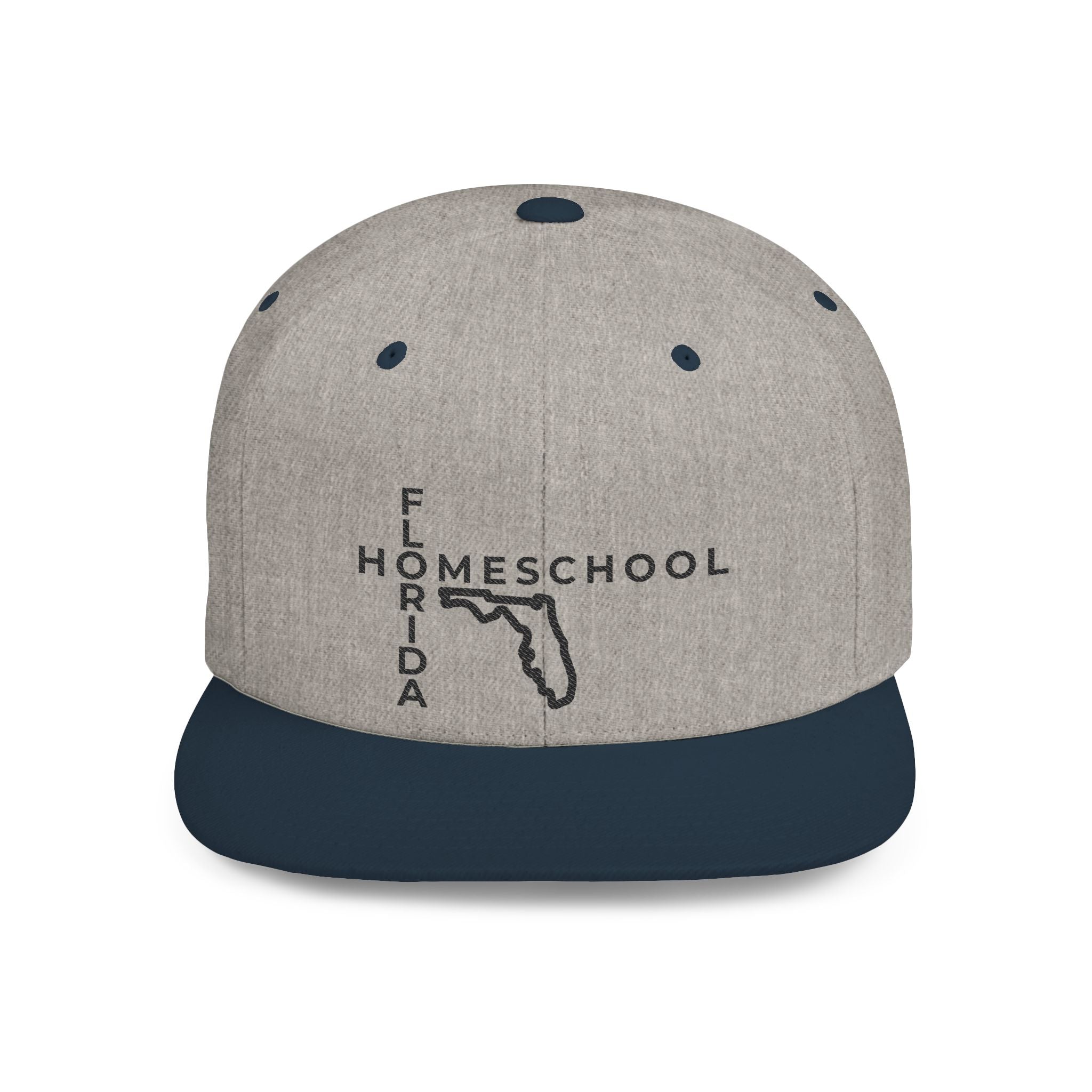Florida Homeschool Flat Bill Snapback Hat (BLACK embroidery)