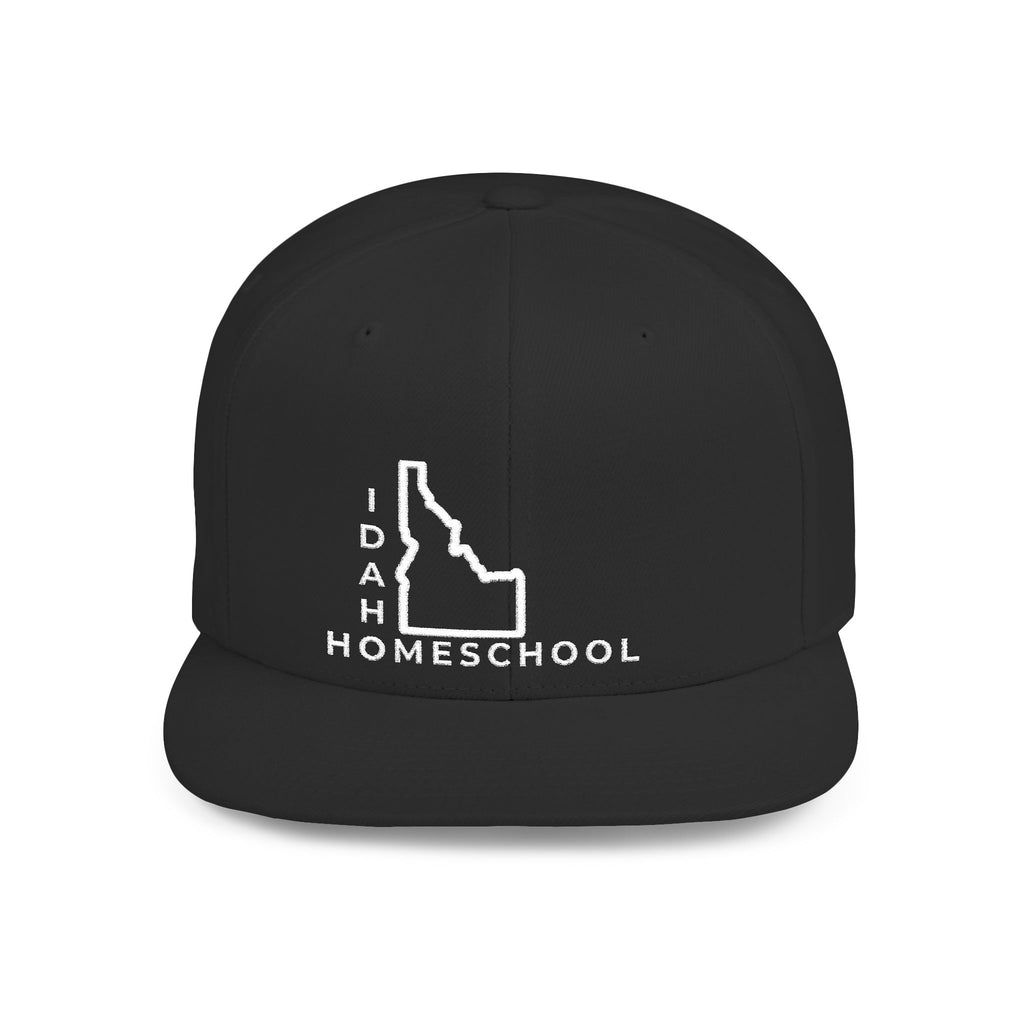 Idaho Homeschool Flat Bill Snapback Hat (WHITE embroidery)