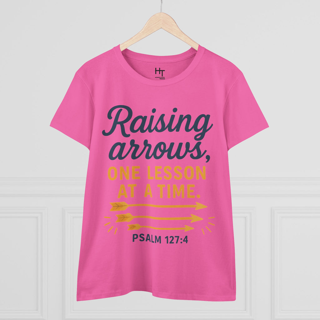 Raising Arrows T-Shirt — "Raising arrows, one lesson at a time. Psalm 127:4" Faith Mom Tee