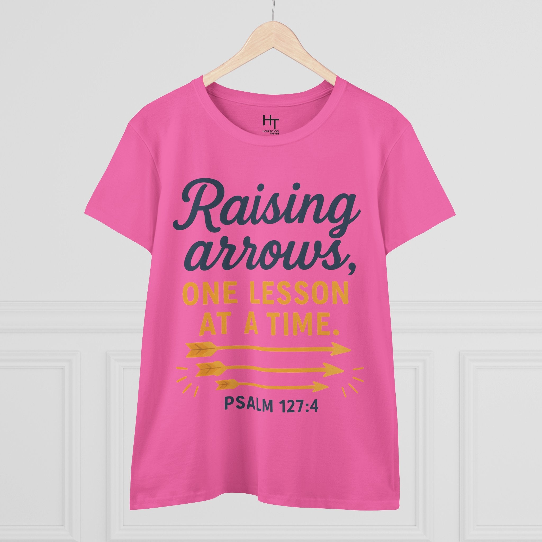 Raising Arrows T-Shirt — "Raising arrows, one lesson at a time. Psalm 127:4" Faith Mom Tee