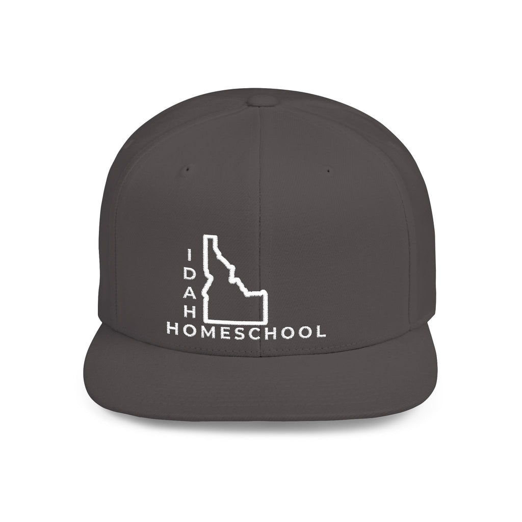 Idaho Homeschool Flat Bill Snapback Hat (WHITE embroidery)