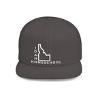 Idaho Homeschool Flat Bill Snapback Hat (WHITE embroidery)