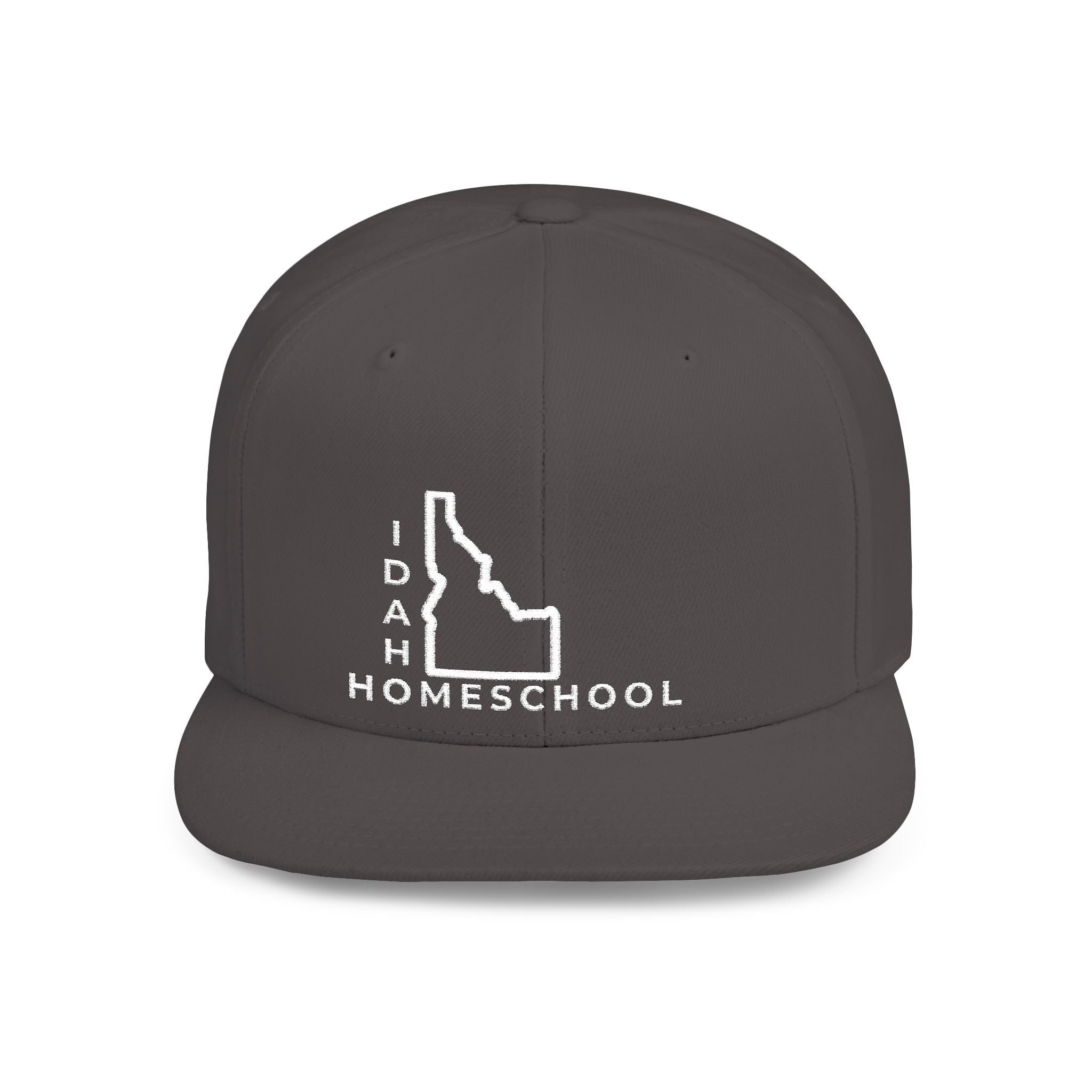 Idaho Homeschool Flat Bill Snapback Hat (WHITE embroidery)