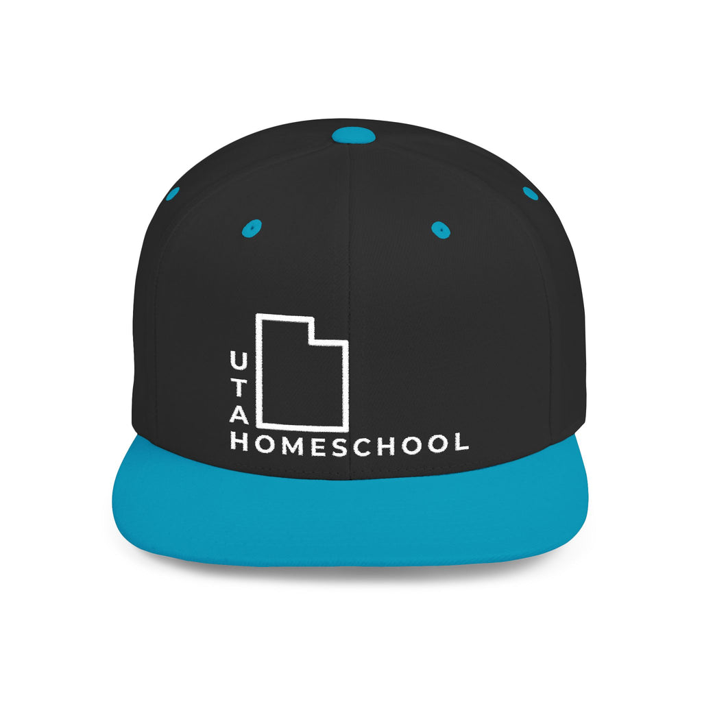 Utah Homeschool Flat Bill Snapback Hat (WHITE embroidery)