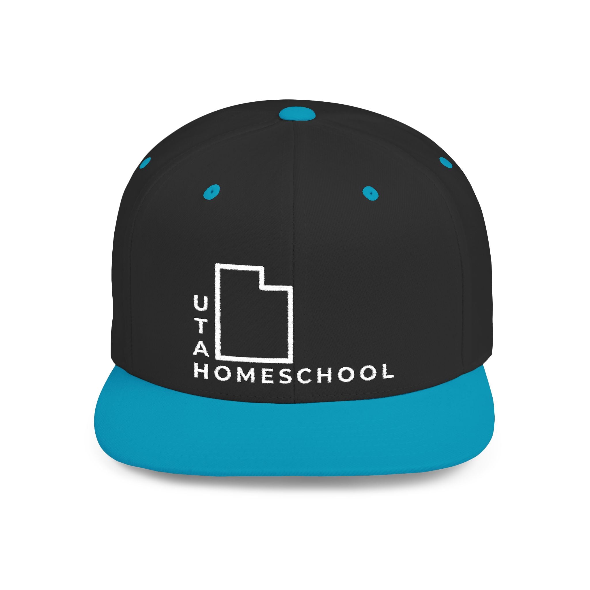 Utah Homeschool Flat Bill Snapback Hat (WHITE embroidery)