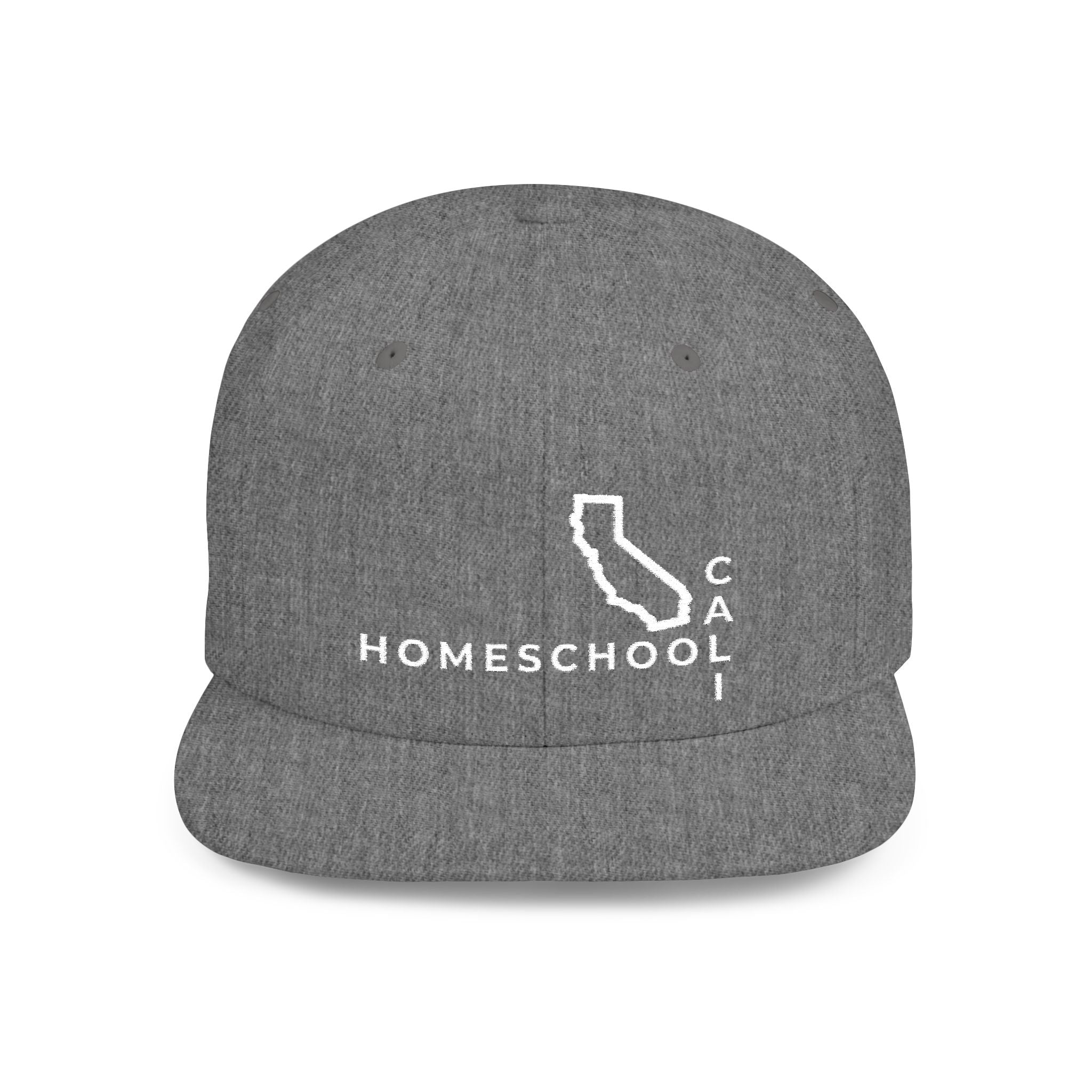 California Homeschool Flat Bill Snapback Hat (WHITE embroidery)