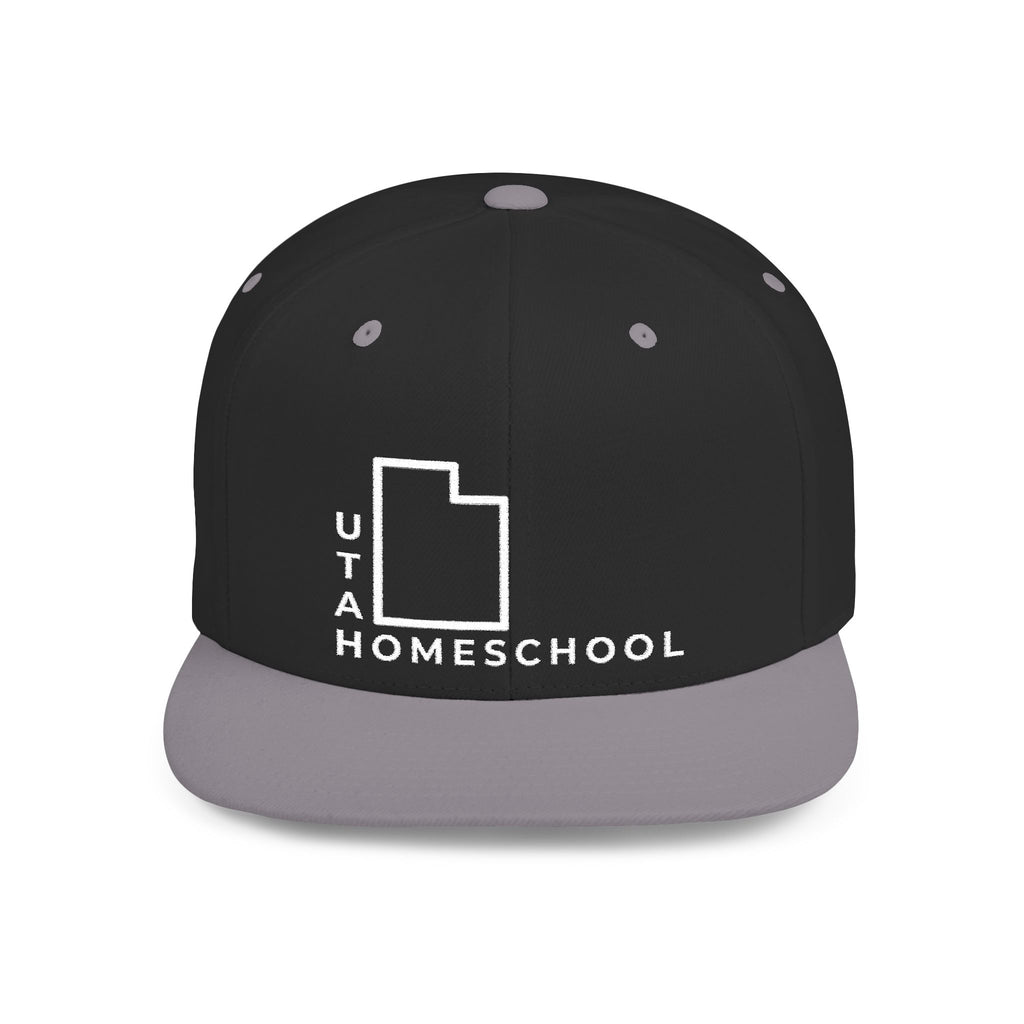 Utah Homeschool Flat Bill Snapback Hat (WHITE embroidery)